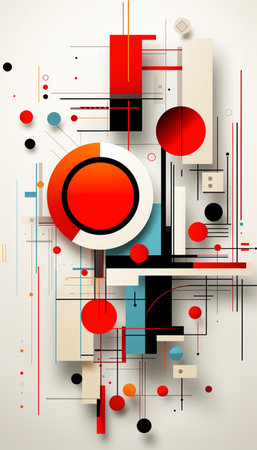 Abstract geometric background with circles, lines and rectangles. Vector illustrationの素材
