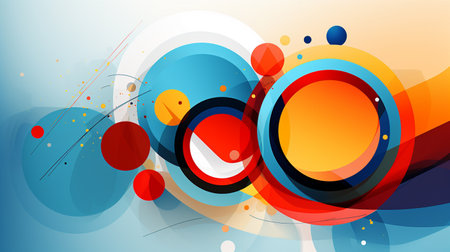 Abstract colorful background with circles and lines. Vector Illustration for your designの素材