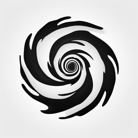 Abstract black and white spiral on a light background. Vector illustration.の素材