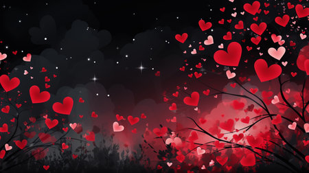Valentine's day background with red hearts. Vector illustration.の素材