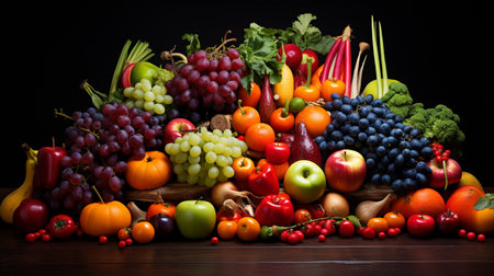 Composition with Fruits and vegetables as ingredients in cooking. Balanced dietの素材