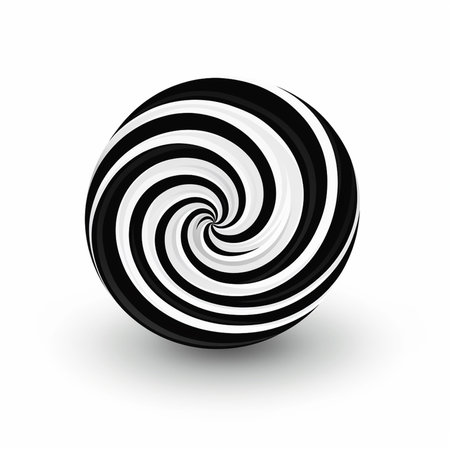Abstract 3d sphere with black and white stripes. Vector illustration.の素材