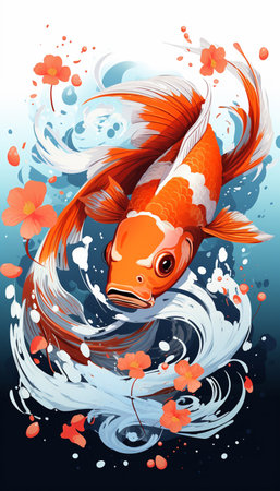 Koi fish in the water. Vector illustration of a fish.の素材