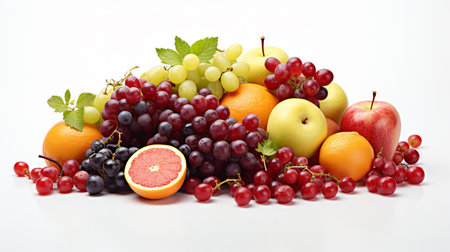 Fruits isolated on a white background. Grape, grape, orangeの素材