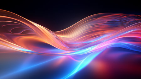 abstract background with smooth lines in blue, orange and purple colorsの素材