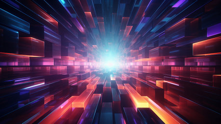 Abstract technology background with glowing lines and dots. 3D Renderingの素材