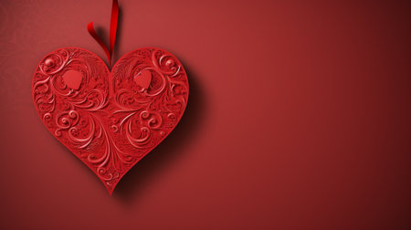 Valentine's day background with red paper heart. Vector illustration.の素材