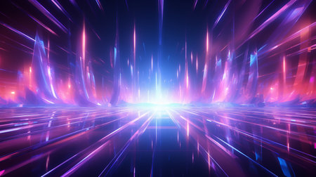 3d rendering of abstract background with neon lights and speed motion linesの素材