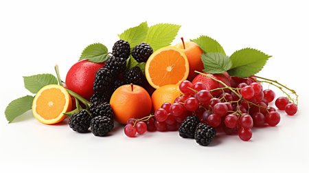 Fruits and berries isolated on a white background. Healthy food.の素材