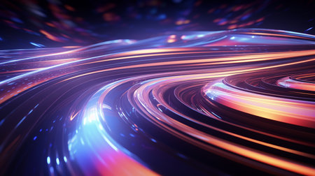 3d rendering of abstract fractal background. Beautiful glowing neon waves.の素材