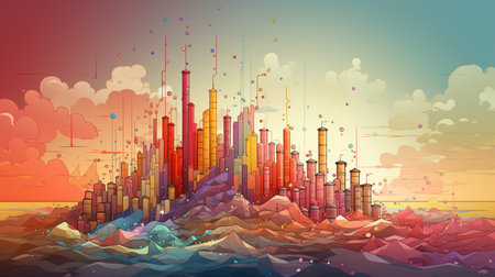 Abstract colorful background. Futuristic city. Vector illustration. Eps 10.の素材