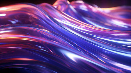 3d rendering of abstract metallic wavy background. Beautiful glowing waves.の素材