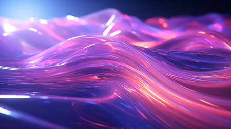 3d render, abstract background with glowing lines, waves and bokehの素材