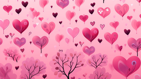 Valentine's day background with hearts and trees. Vector illustration.の素材