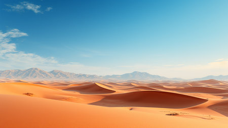 Sand dunes in the desert. 3d render illustration of desert landscapeの素材