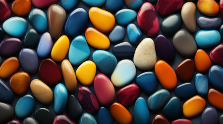 Colorful pebbles background. Top view. 3d renderingの素材