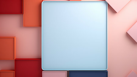 3d rendering of abstract geometric shapes background in red and blue colorsの素材