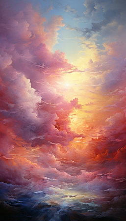 Sunset sky with clouds. Nature background. 3D illustration.の素材