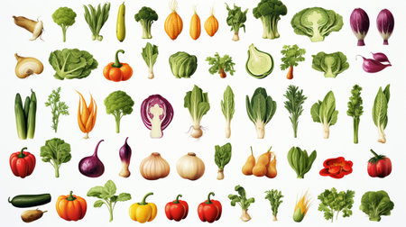 Vegetables collection isolated on a white background. Vector illustration.の素材