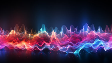 abstract multicolored waves on a dark background. vector illustrationの素材