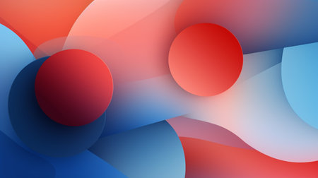 Abstract background with 3d spheres in blue and red colors. Vector illustration.の素材