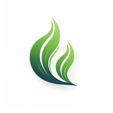 Ecology vector icon with green leaves and fire. Vector illustration.の素材