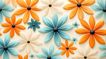 Paper flowers background. 3d vector illustration. Paper art style.の素材