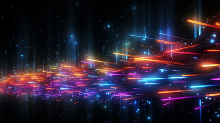 Abstract background with glowing lines. Futuristic technology style. Vector illustration.の素材