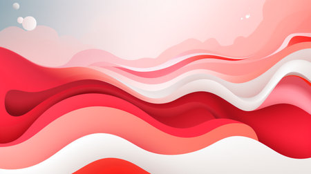 Abstract background with red and white wavy lines. Vector illustration.の素材
