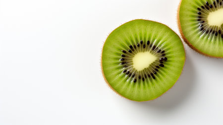 Kiwi fruit isolated on white background with space for text.の素材