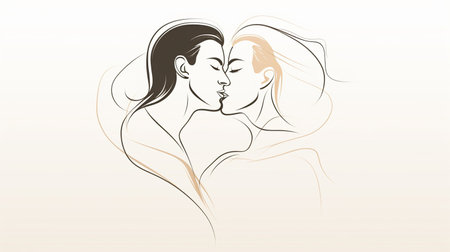 Beautiful couple in love. Vector illustration of a man and a woman.の素材