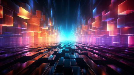 Futuristic technology background, 3d render, computer digital imageの素材