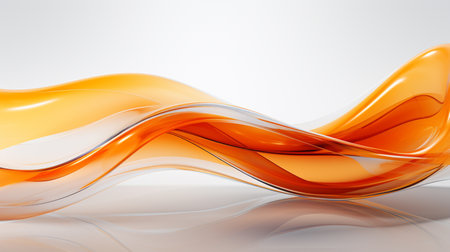 Orange abstract wave on white background. 3d rendering, 3d illustrationの素材