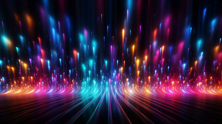 abstract background with glowing lines and bokeh. 3d renderingの素材