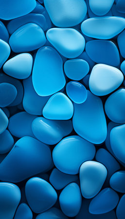 Abstract background made of blue glass hearts. 3d render illustration.の素材