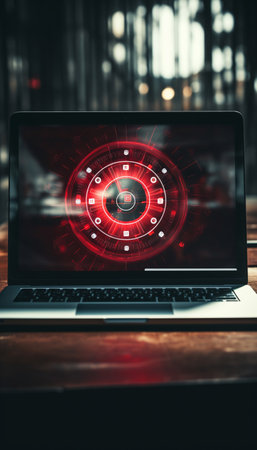 Cyber security concept with lock icon on laptop screen. 3D Renderingの素材