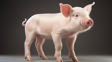 Pig who is represented on a gray background. 3d renderingの素材