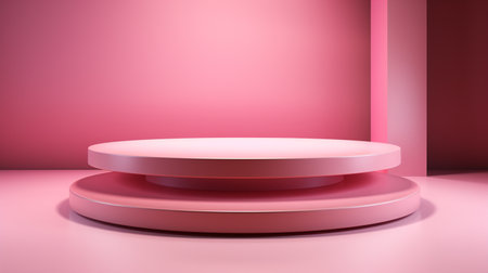 3d rendering of pink podium for product presentation. Abstract background.の素材