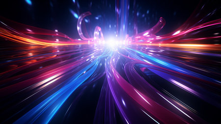 abstract technology background with blue and red lines and light effects.の素材