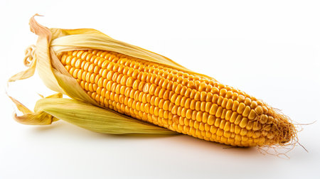 Ear of corn on a white background, close-up, isolatedの素材