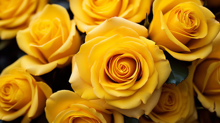 yellow roses in a bridal bouquet, close-up shotの素材
