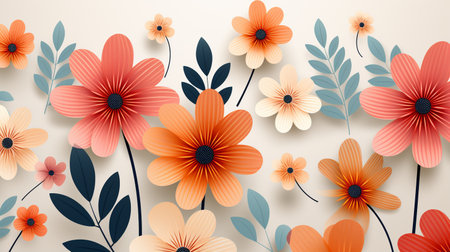 Paper cut flowers background. Vector illustration for your design. Eps10の素材