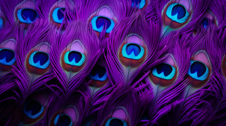 Beautiful peacock feathers close-up. Colorful background.の素材