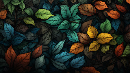 Colorful autumn leaves background. Vector illustration for your graphic design.の素材