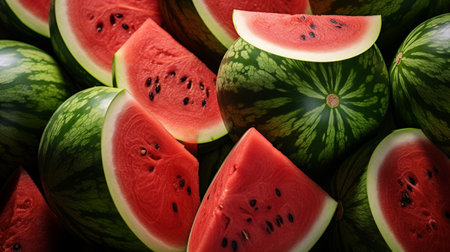 Watermelon background. Juicy watermelons close-up.の素材