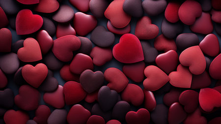 Valentines day background with red hearts. 3d render illustrationの素材