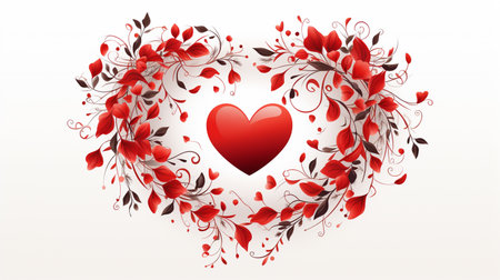 Valentine's day background with heart and flowers. Vector illustration.の素材