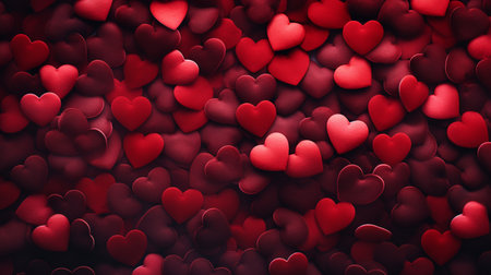 Valentine's Day background with red hearts. 3D renderingの素材