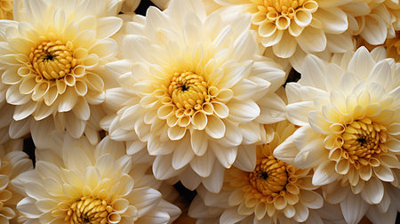 White chrysanthemum flowers as a background, top viewの素材
