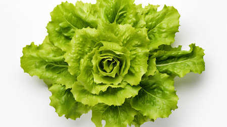 Lettuce isolated on white background. Top view. Flat lay.の素材